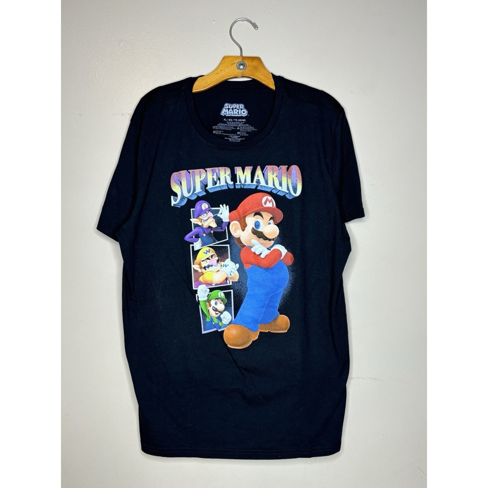 Kids' Super Mario Bros. Short Sleeve Black Graphic Tee Size XL